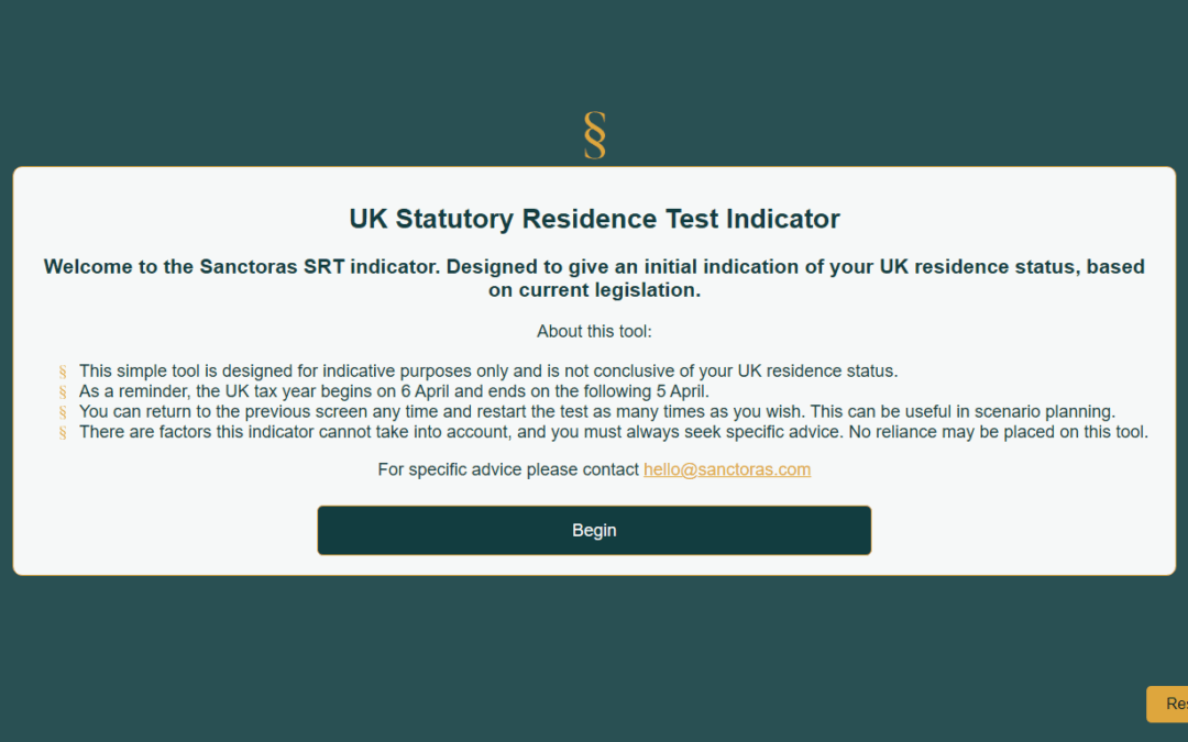 Sanctoras Residency Test | UK Statutory Residence Test Indicator