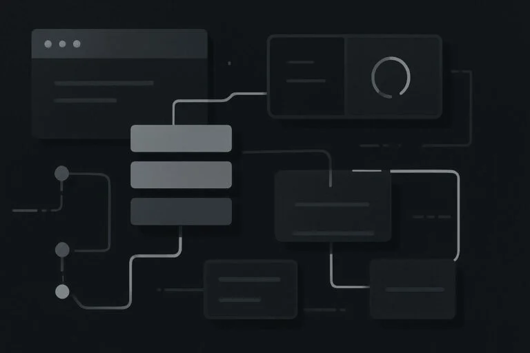 Abstract website content blocks with stable and broken automated rendering paths
