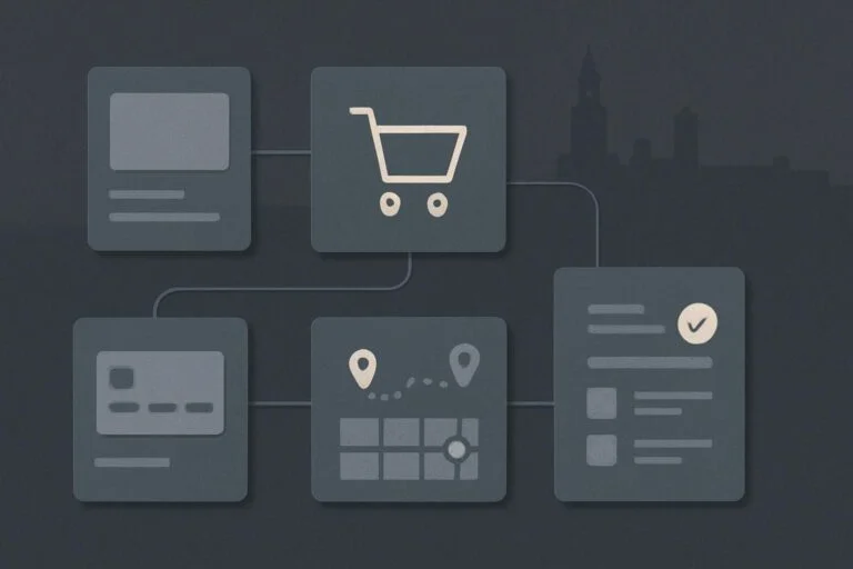 Abstract Liverpool ecommerce order journey planning desk