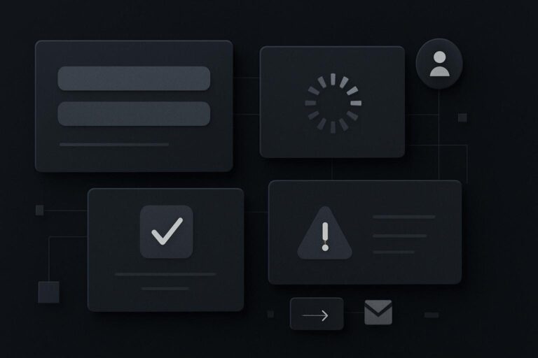 Abstract dark enquiry form flow with success and error states
