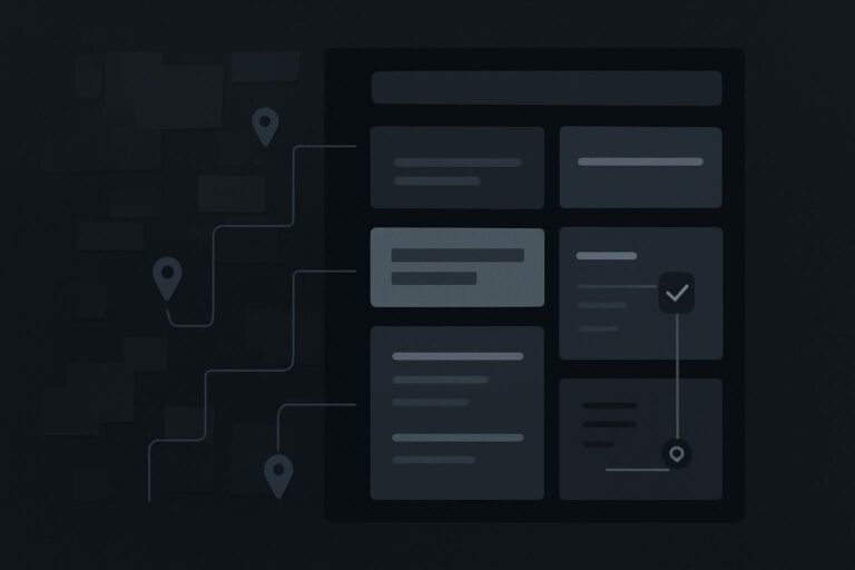 Abstract structured service page blocks connected to machine-readable nodes