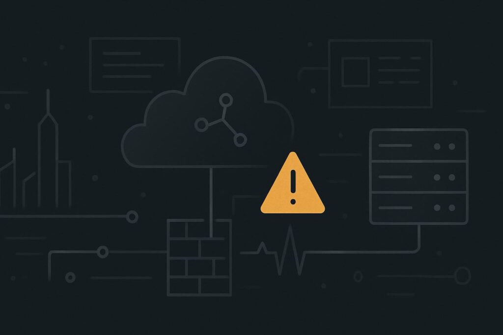 Abstract Cloudflare-to-origin timeout route with Dubai skyline and server