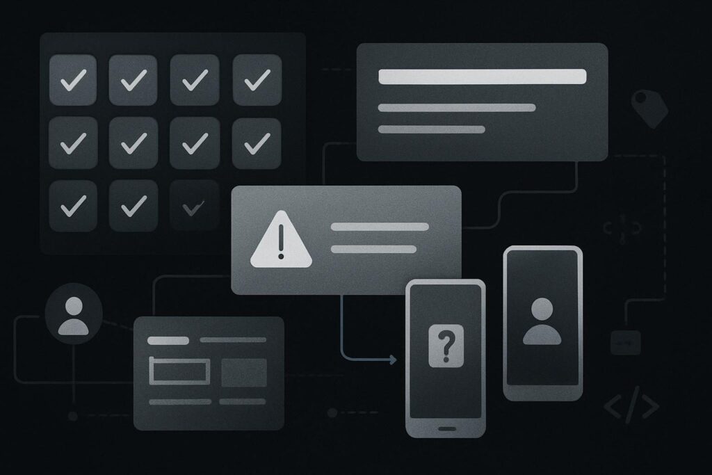 Abstract audit layers showing technical checks and enquiry journey gaps