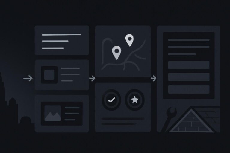 Abstract Liverpool trades website journey with service, proof and enquiry panels