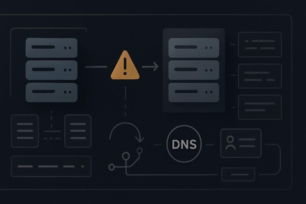 Abstract launch control desk showing staging, live orders and rollback route