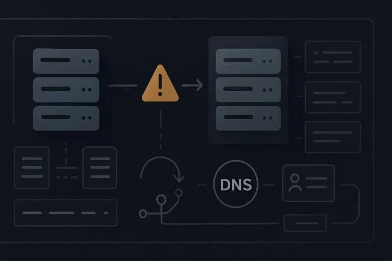 Abstract launch control desk showing staging, live orders and rollback route