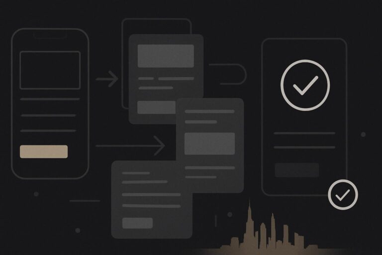 Abstract bilingual mobile enquiry route planning with Dubai skyline