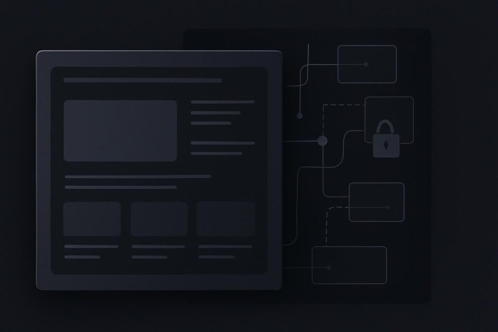 Abstract website rendering audit with blocked script dependency paths