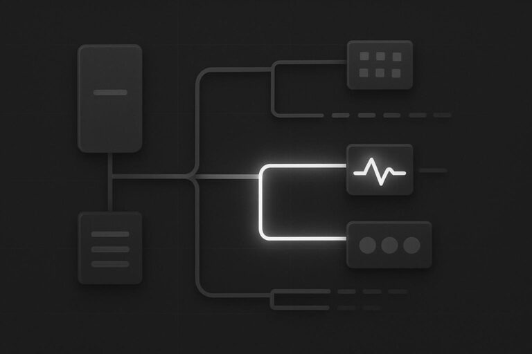 Abstract request routing diagram showing one overloaded action path