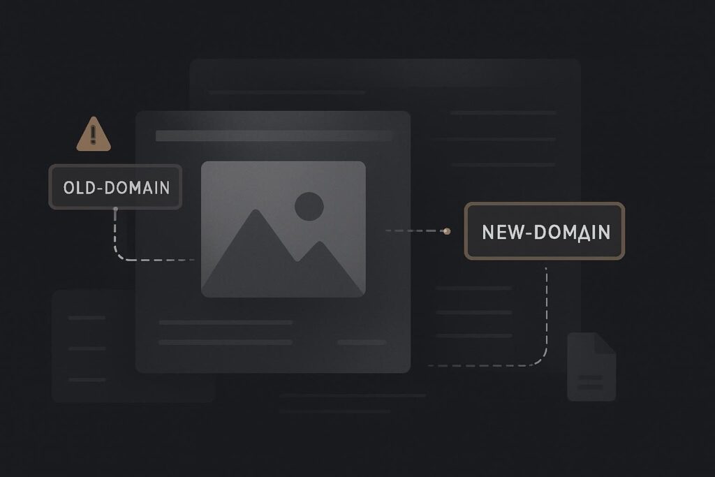 Abstract broken image route between old and new website domains