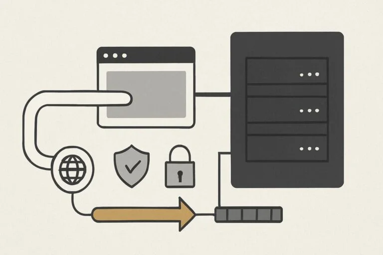Abstract server and visitor routes meeting a blocked website gateway
